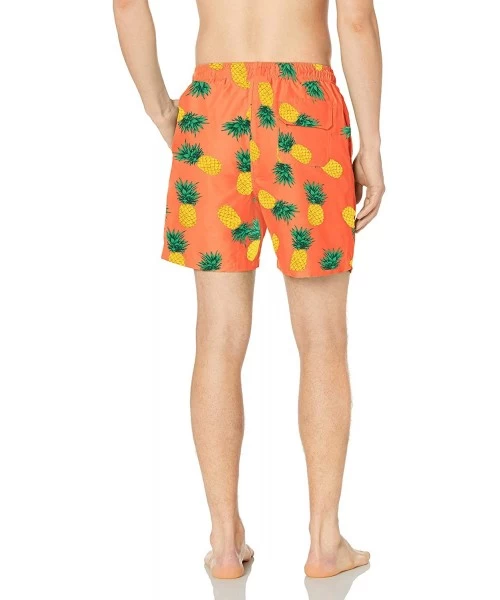 Trunks Men's 6" Inseam Tropical Hawaiian Print Swim Trunk - Coral Pineapple - CG18INQUDXM