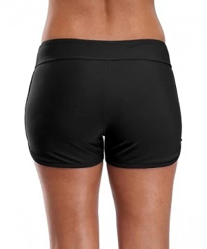 Bottoms Women's Sporty Swim Shorts Solid Board Shorts Boyleg Swim Bottoms - Black - C218KLM3IAT