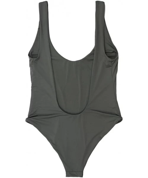 One-Pieces Women's Seamless V-Cleavage Low Back Moderate Coverage One Piece - Dark Silver - CV18CY8QQG3