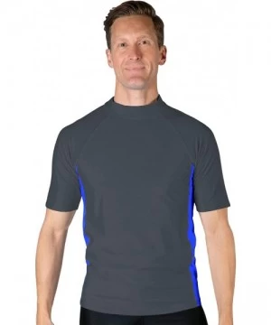 Rash Guards Men's Swim Performance Rash Guard- UPF 50+ Sun Protection - Dark Gray/ Royal - CX18RHHNOYO