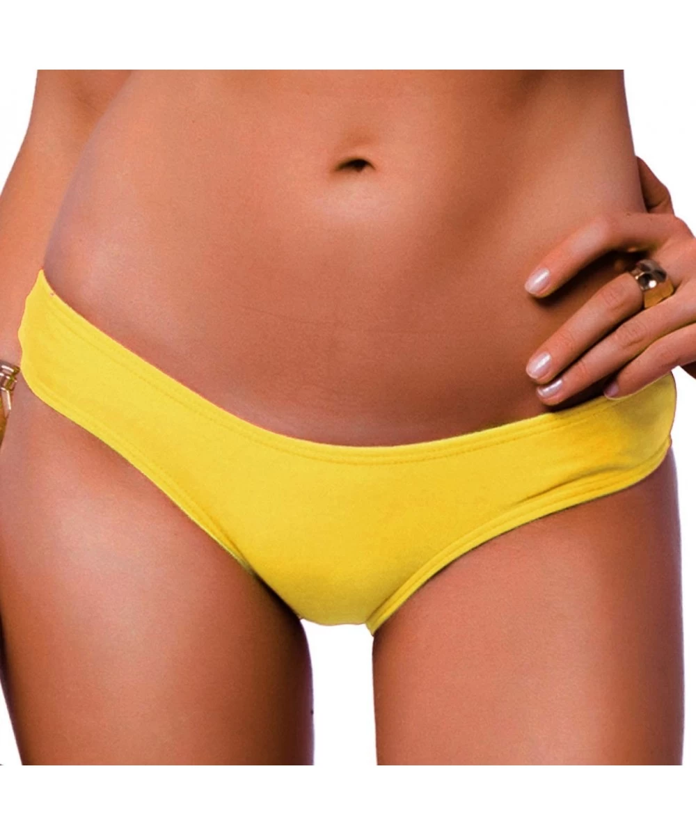 Tankinis Women's Brazilian Bikini Thong Back Ruched Bottom Cheeky T-Back Swimwear - Yellow - CG183238YZT