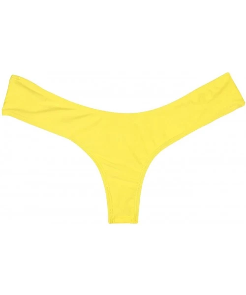 Tankinis Women's Brazilian Bikini Thong Back Ruched Bottom Cheeky T-Back Swimwear - Yellow - CG183238YZT