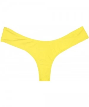 Tankinis Women's Brazilian Bikini Thong Back Ruched Bottom Cheeky T-Back Swimwear - Yellow - CG183238YZT