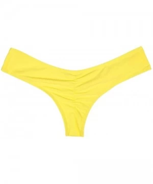 Tankinis Women's Brazilian Bikini Thong Back Ruched Bottom Cheeky T-Back Swimwear - Yellow - CG183238YZT