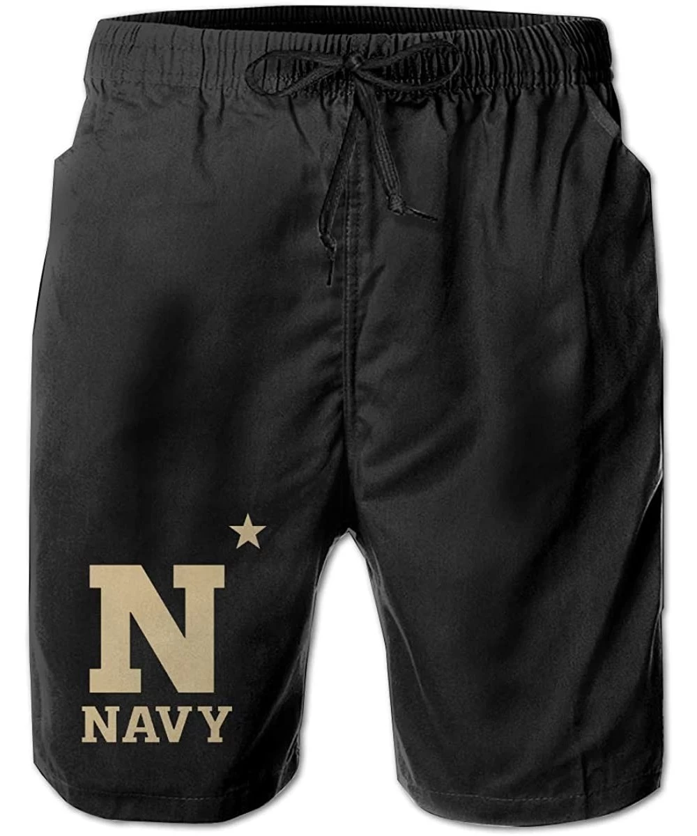 Board Shorts US Navy Naval Academy Men Summer Casual Shorts-Beach Shorts Pocket Shorts - White - C418U9LA8LR