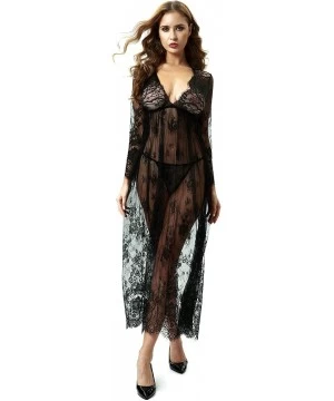 Cover-Ups Nightgowns for Women See Through Dress Lingerie Sets Swim Cover Up Sheer Maxi Dress - Black - C718SLH5Q5X