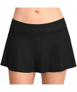 Bottoms Women's High Waisted Skirted Bikini Bottom Pleated Swimsuit Skort Tummy Control Swim Bottoms Swim Skirt - A Black - C...