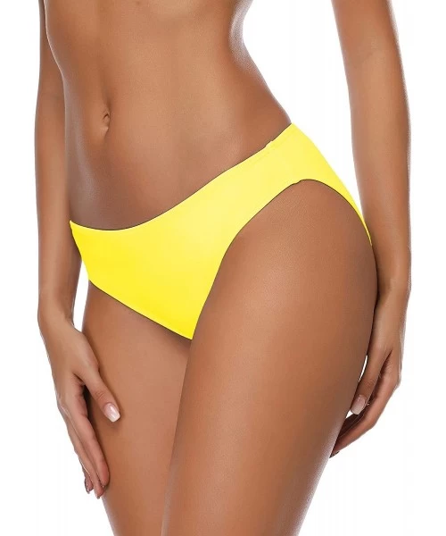 Tankinis Bikini Bottom Women's Classic Triangle Swimwear Bottom Swimsuit - Lemon Yellow - CD18D3QD9OT