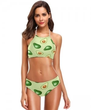 Sets Avocado Bikini Swimsuit Womens High Neck Halter Two Piece Bathing Suit - CW18QEH86UW