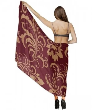 Cover-Ups Women Chiffon Sarong Beach Bikini Cover Up Wedding Party Shawls Wraps Flower Maroon Gold Classy Burgundy Antique - ...