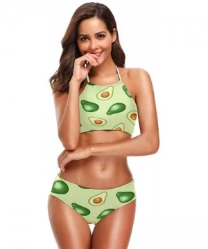 Sets Avocado Bikini Swimsuit Womens High Neck Halter Two Piece Bathing Suit - CW18QEH86UW