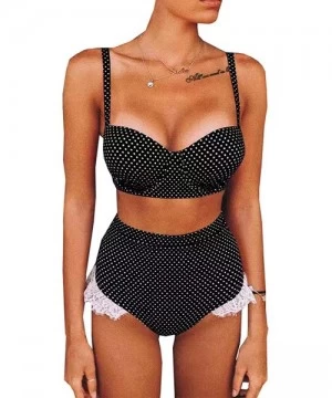 Sets Women's Two Piece Push up Tassel High Waisted Bikini Swimsuit Set Bathing Suit - Q-black - CR196D6ZA84