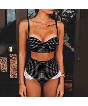 Sets Women's Two Piece Push up Tassel High Waisted Bikini Swimsuit Set Bathing Suit - Q-black - CR196D6ZA84