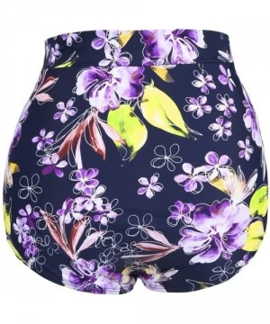 Bottoms Women's High Waist Swim Shorts Lightweight Quick Dry Swimwear Bottom - Purple Flower - C81800N2T9A