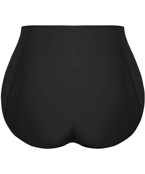 Bottoms Women's High Waisted Bikini Bottom Tummy Control Ruched Tankini Swimsuit Briefs - Black - C118NHUUIRK