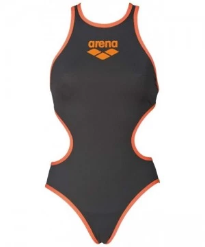 One-Pieces Womens The One Big Logo MaxLife One Piece Swimsuit - Deep Grey/Fluo Orange - CT18I3ZO2ZU