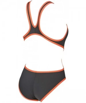 One-Pieces Womens The One Big Logo MaxLife One Piece Swimsuit - Deep Grey/Fluo Orange - CT18I3ZO2ZU