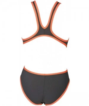 One-Pieces Womens The One Big Logo MaxLife One Piece Swimsuit - Deep Grey/Fluo Orange - CT18I3ZO2ZU