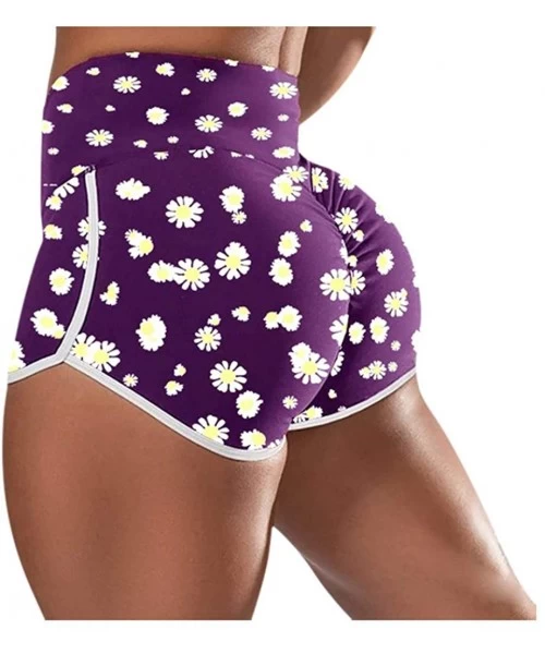 Board Shorts Women Basic Slip Shorts Compression Workout Leggings Yoga Shorts Capris - 004 Purple - CY190OY650A