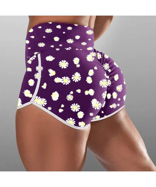 Board Shorts Women Basic Slip Shorts Compression Workout Leggings Yoga Shorts Capris - 004 Purple - CY190OY650A