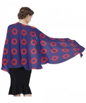 Cover-Ups Women Fashion Shawl Wrap Summer Vacation Beach Towels Swimsuit Cover Up - Phish Red Donut Circles on Blue - CT196TX...