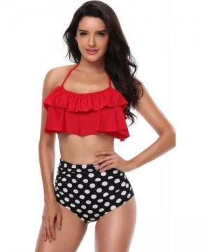 Sets Women's High Waisted Bikini Swimsuit Two Piece Bathing Suit Top With Swim Bottom - I-red - C818QX4TAZU