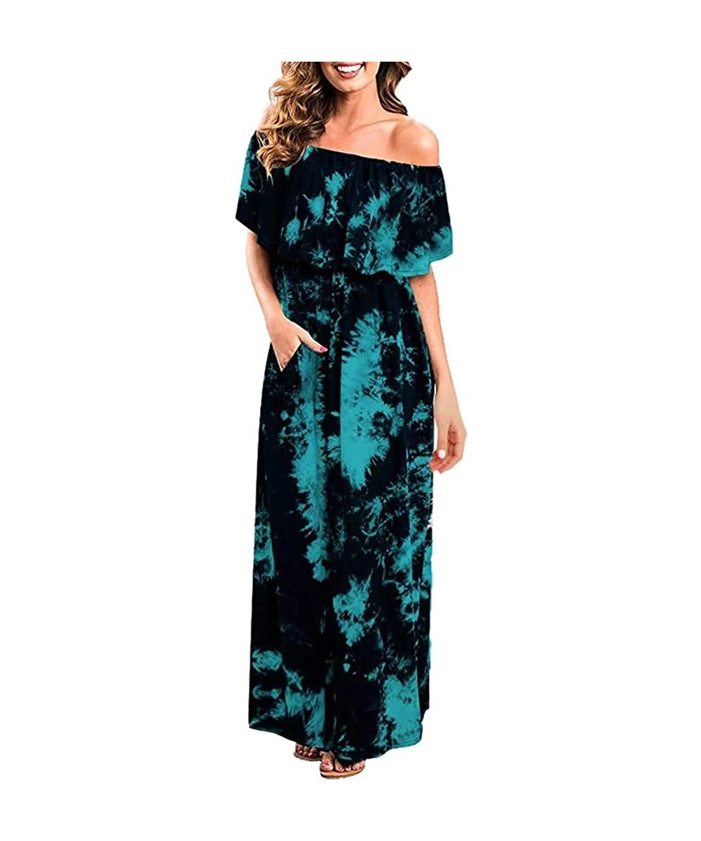 Cover-Ups Women's Summer Short Sleeve V Neck Floral Party Long Dress Summer Beach Sundress Casual Loose Maxi Dress Z 4 light ...