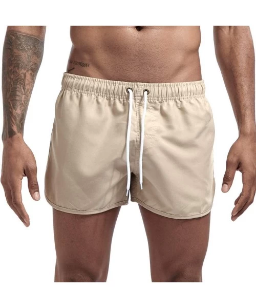 Briefs Men's Spring and Summer Splicing Swimming Trousers and Beach Surfing Shorts - Beige - CI18URTC38U