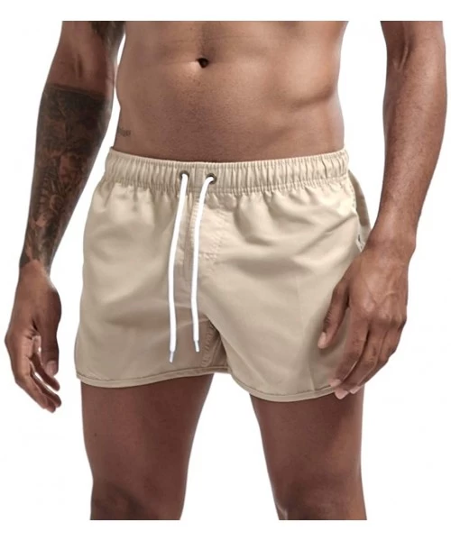 Briefs Men's Spring and Summer Splicing Swimming Trousers and Beach Surfing Shorts - Beige - CI18URTC38U