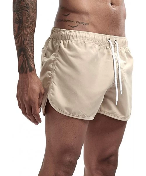 Briefs Men's Spring and Summer Splicing Swimming Trousers and Beach Surfing Shorts - Beige - CI18URTC38U