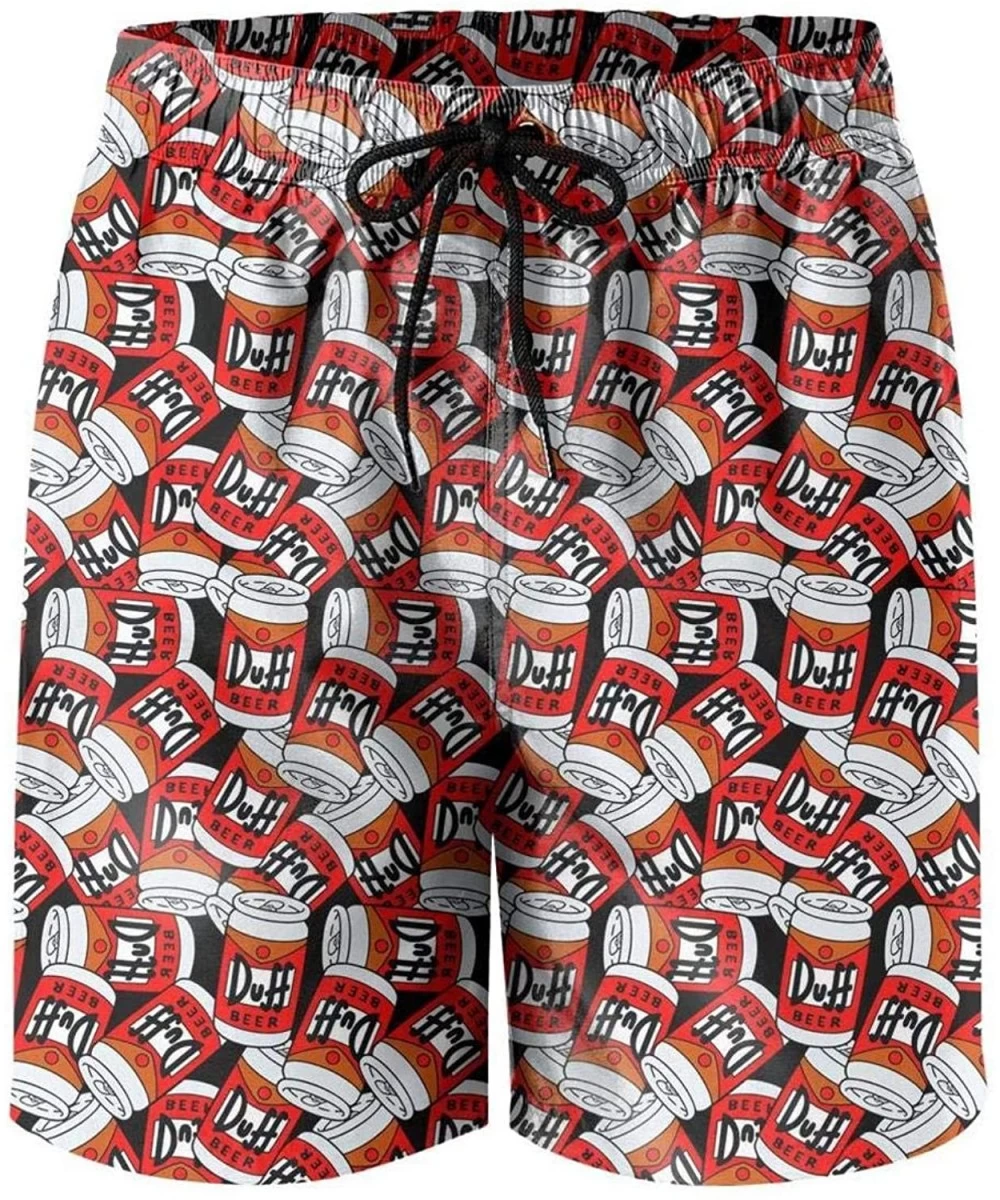 Board Shorts Men Waterproof Swim Trunks Quick Dry Duff-Beer-Canned-Simpson-White- Swim Shorts Beach Wear with Pockets - Duff ...