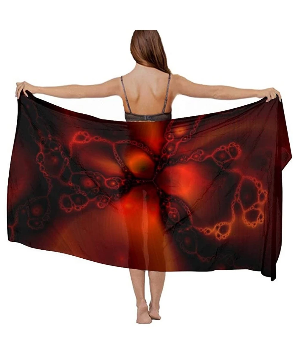 Cover-Ups Women Chiffon Scarf Sunscreen Shawl Wrap Swimsuit Cover Up Beach Sarongs - Classic Horror Blood Splatter Black Red ...