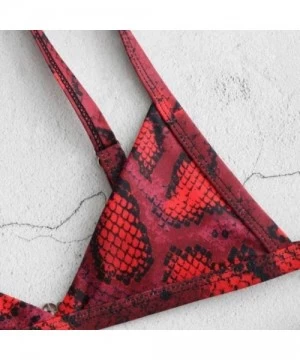 Sets Women's Criss-Cross Tie Dye String Bikini Set Ribbed Floral Leaf Print Spaghetti Straps Bathing Suit - C - Red - CH19849...