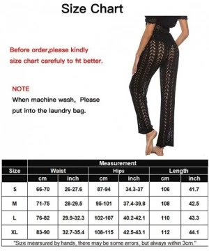 Cover-Ups Womens Crochet Net Hollow Out Beach Pants Sexy Swimsuit Cover Up Pants - Black 3 - C918Q2EQA7M