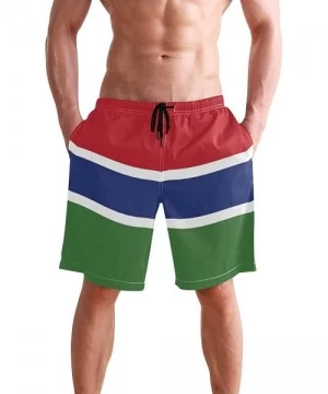 Board Shorts Greek Flag Men's Swim Trunks Beach Shorts with Pockets - Gambia Flag - CH18Q2S9KLR