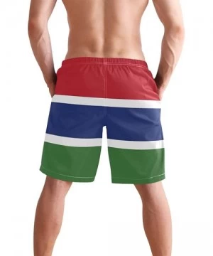 Board Shorts Greek Flag Men's Swim Trunks Beach Shorts with Pockets - Gambia Flag - CH18Q2S9KLR