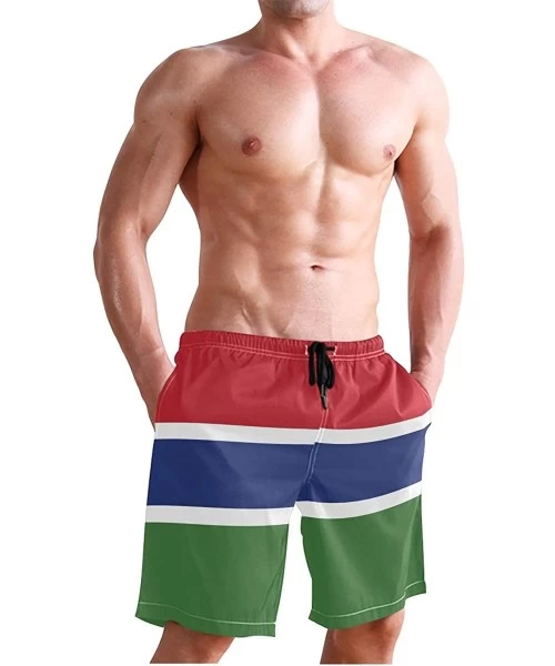 Board Shorts Greek Flag Men's Swim Trunks Beach Shorts with Pockets - Gambia Flag - CH18Q2S9KLR