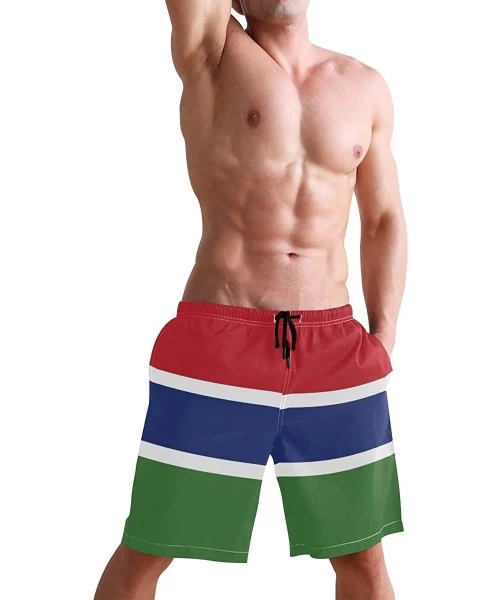 Board Shorts Greek Flag Men's Swim Trunks Beach Shorts with Pockets - Gambia Flag - CH18Q2S9KLR