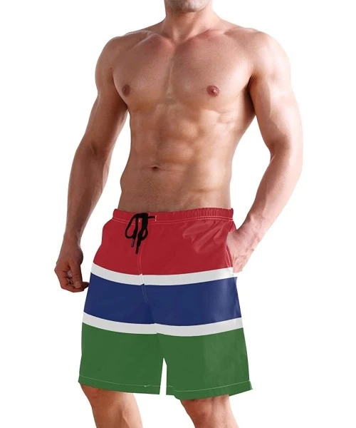 Board Shorts Greek Flag Men's Swim Trunks Beach Shorts with Pockets - Gambia Flag - CH18Q2S9KLR