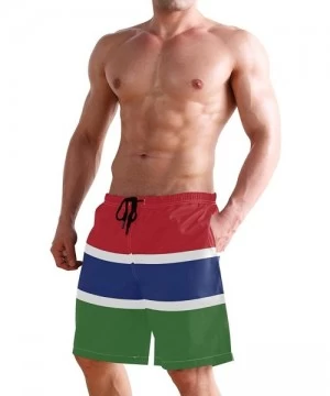 Board Shorts Greek Flag Men's Swim Trunks Beach Shorts with Pockets - Gambia Flag - CH18Q2S9KLR