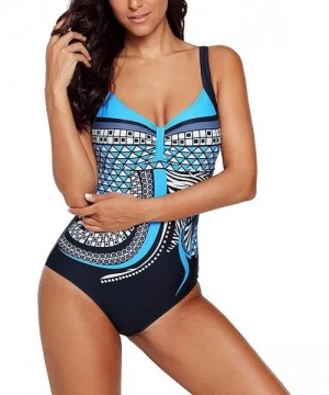 Sets Bikini Set Sexy Floral Print Bikini 2 Piece Swimsuit Push Up Padded Swimwear - Blue - CQ18NX9MKWR