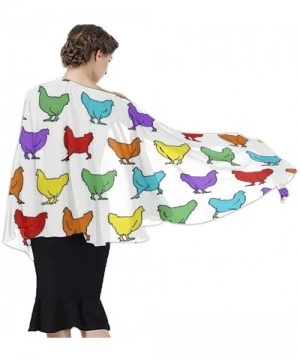 Cover-Ups Women Chiffon Scarf Sunscreen Shawl Wrap Swimsuit Cover Up Beach Sarongs - Hens Chicken Rainbow - CB19C4I2TM3