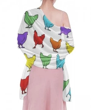 Cover-Ups Women Chiffon Scarf Sunscreen Shawl Wrap Swimsuit Cover Up Beach Sarongs - Hens Chicken Rainbow - CB19C4I2TM3