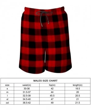 Board Shorts Men Quick Dry Swim Trunks Breathable Beach Board Shorts with Mesh Lining - Red Black Buffalo Check Plaid Pattern...