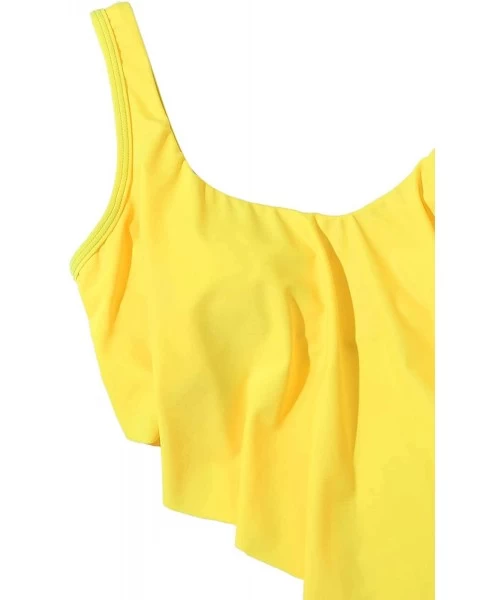 Sets Women's High Waisted Swimsuit Flounce Swimwear Two Piece Bikini Set - Yellow - CI198XROHOI