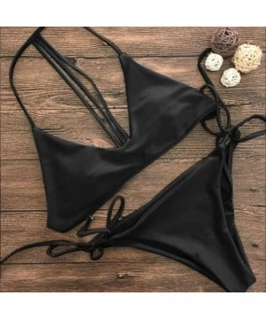 Sets 2018 Sexy Push Up Padded Brazilian Bikini Set Swimwear Swimsuit Beach Suit Bathing Suits - Black - CM18EHYGSMC