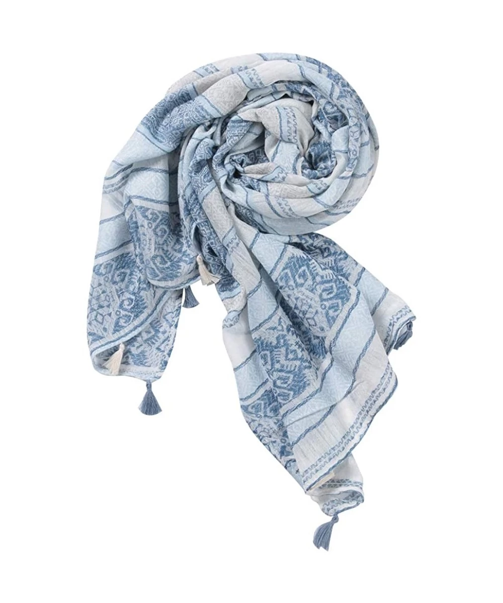 Cover-Ups Womens Lightweight Fashion Scarves Colorful Print Large Thin Scarf Shawl Head Scarf Wrap - 03 Blue - CU18SCNZOZI