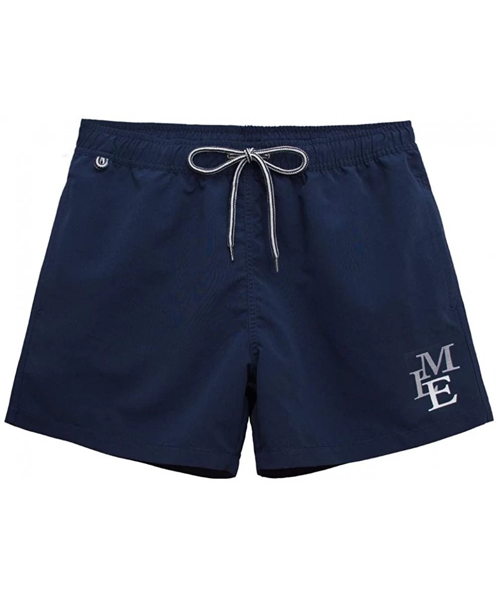 Trunks Men's Swim Trunks Beach Shorts Quick Dry Bathing Suits with Pockets/Mesh Lining - Navy - CJ195S9U538