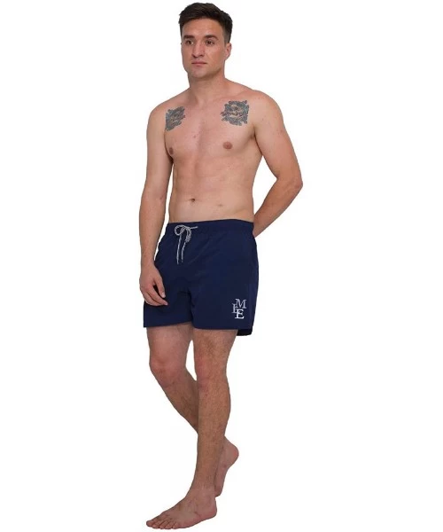 Trunks Men's Swim Trunks Beach Shorts Quick Dry Bathing Suits with Pockets/Mesh Lining - Navy - CJ195S9U538