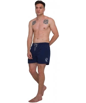 Trunks Men's Swim Trunks Beach Shorts Quick Dry Bathing Suits with Pockets/Mesh Lining - Navy - CJ195S9U538